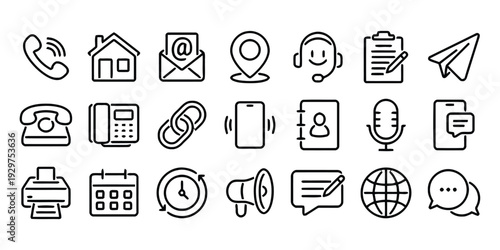 Contact and communication icons collection flat vector illustration for business