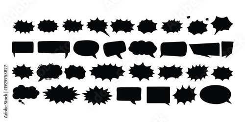 Diverse collection of speech bubbles, comic style dialog boxes for text