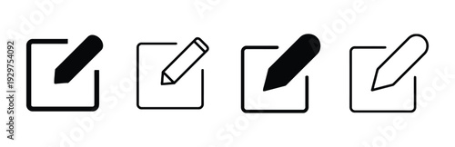Edit icons set, featuring pencil and notepad graphic elements
