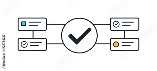 Clear project visibility and task tracking in professional team workflows emphasizing alignment, a simple board with connected task cards and a central