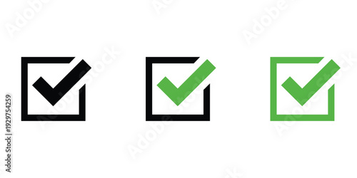 Checklist Check Mark Icons, Flat Design Vector Illustration