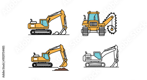 Trench Digger Line abstract clean style illustration