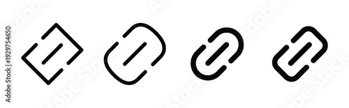 Four abstract link icons black outline for connection and network symbol