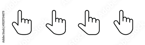 Four hand cursor icons showing a pointing finger for selection and interaction