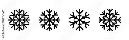 Four snowflake icons representing winter, cold weather and festive celebrations