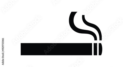 Minimalist vector illustration showing a lit cigarette with smoke, often used in public health or prohibition graphics.