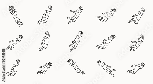 Basketball player slam dunk animation sequence, dynamic line art illustration capturing athletic movement and sports action on a clean background.