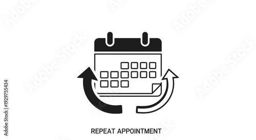 Simple black and white icon representing a recurring appointment on a calendar.