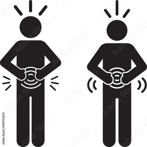 Abdominal pain icon illustration