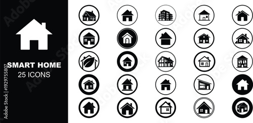 House icons set. Home icon collection. Real estate. Flat style houses symbols
