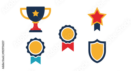Trophy badge Line minimal digital color illustration
