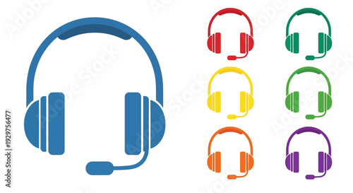 Colorful Headsets with Microphones for Communication and Support.