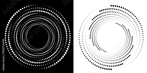 Abstract background with lines in circle. Art design spiral as logo or icon. A black figure on a white background and an equally white figure on the black side.
