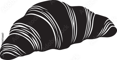 Curved French Croissant Silhouettes Isolated on White for Minimalist Bakery Logos