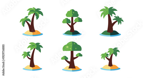 Tropical island tree dynamic abstract style vector