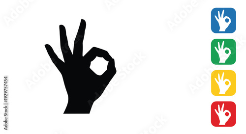 A human hand makes a perfect okay gesture signal on white.