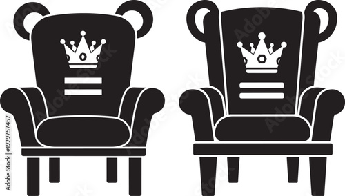 Armchairs with crowns black silhouette
