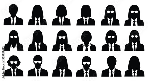 Silhouettes of professional businesspeople avatars.