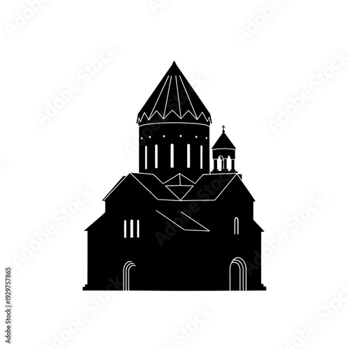Iconic silhouette of a majestic cathedral with a distinctive dome and bell tower, representing architectural heritage and spiritual significance