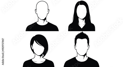 Four blank anonymous user profile placeholders in black.