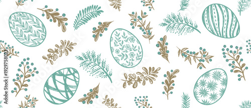 Seamless easter eggs pattern on white	
