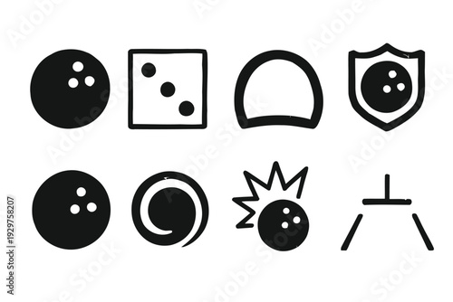 Group of bowling and dice related icons