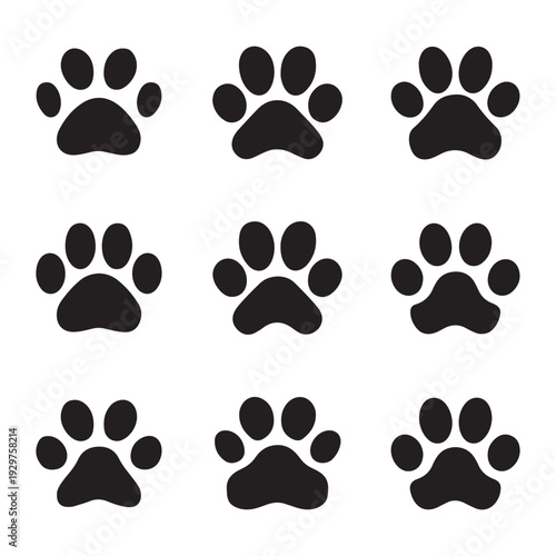 Wallpaper Mural Paw Print Silhouette Vector Set, Dog and Cat Footprint Icons Collection Torontodigital.ca