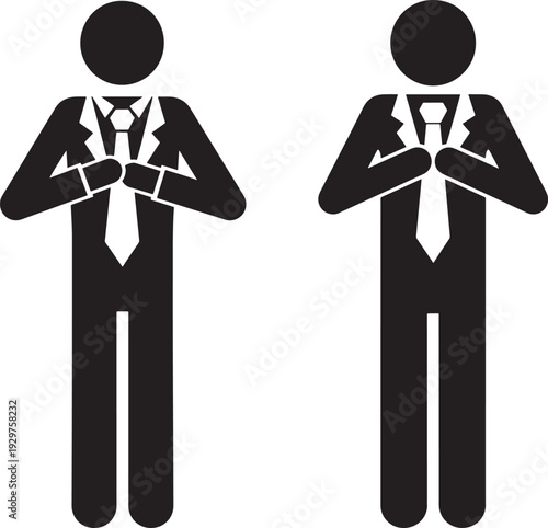 Businessman bowing icon set