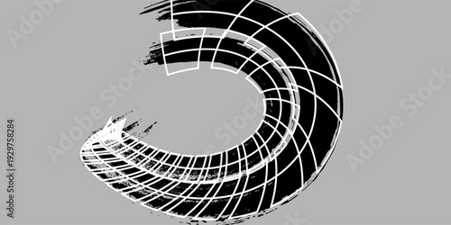 Black tire marks on road, Black rubber tire marks and tread marks, Tire trace track wheels texture and background, Auto tire tread grunge. Eps10