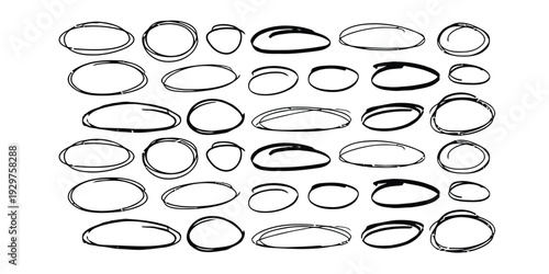 Hand drawn oval shapes and circles backgrounds