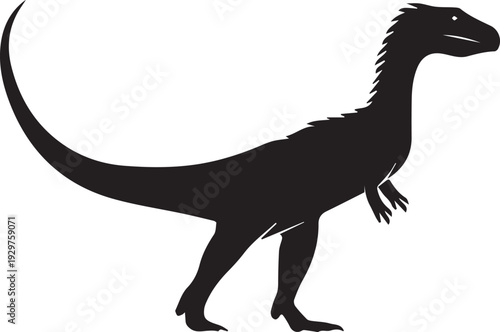 Carnivorous Abelisaurus dinosaur with short arms predatory silhouette.