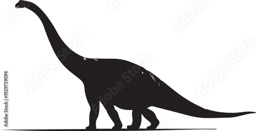 Giant Apatosaurus dinosaur with long neck massive tail silhouette.