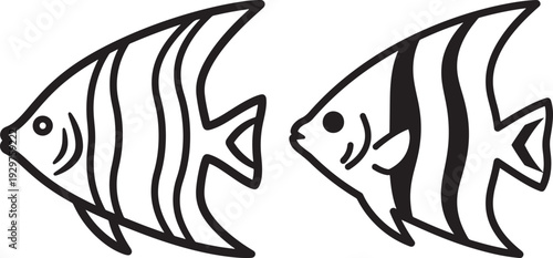 Two striped fish swimming underwater