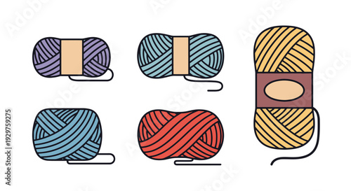 Yarn Skein Line art minimal creative color illustration