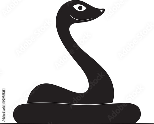 Venomous adder snake slithering through forested ground silhouette.