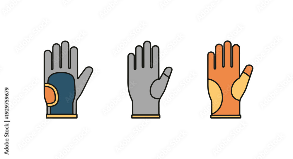 Fototapeta premium Work Gloves Line art dynamic colorful design illustration