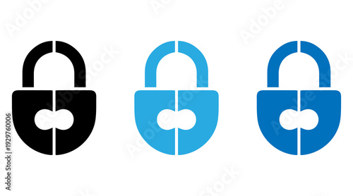 Security Lock Protection Icons Set Vecto