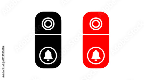 Electric doorbell chime unit icon, home appliance silhouette, on white background