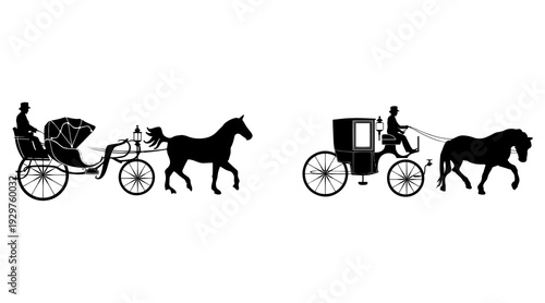 Horse drawn carriage art illlustration