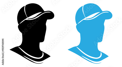 Man Wearing Cap Silhouette, Male Profile Head Vector Icon