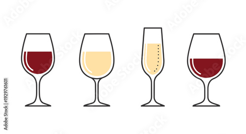 Wine Glass Line art abstract dynamic color