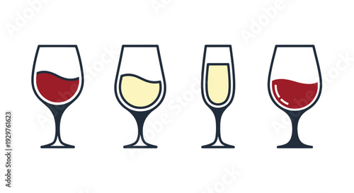 Wine Glass Line art dynamic creative style illustration