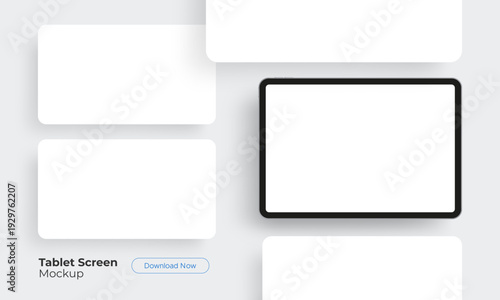 Tablet screen mockup with blank display. Vector template for app presentation, website preview and cover design showcase
