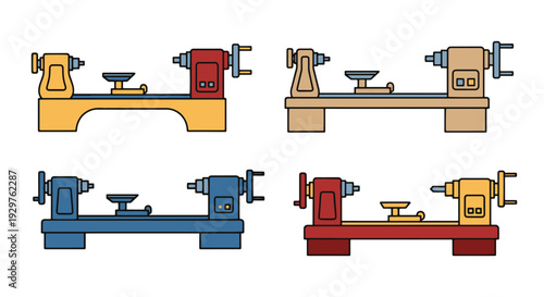 Wood Lathe Line art clean modern color