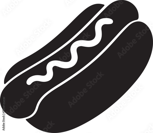 Black hot dog with white details food restaurant