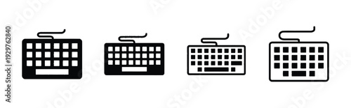 Keyboard icon set different styles simple flat design and outline graphic vector