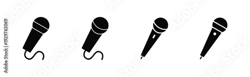 Microphones in various styles for music, singing, and broadcasting