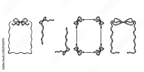 Ornate frames decorated with bows and ribbons for elegant stationery and gifts