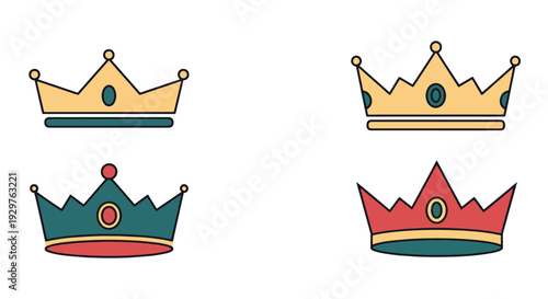 Wide Crown Line art creative soft tone vector