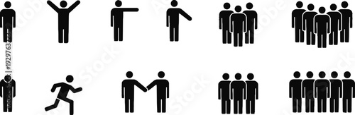 People icons representing social interactions, teamwork, and individual actions